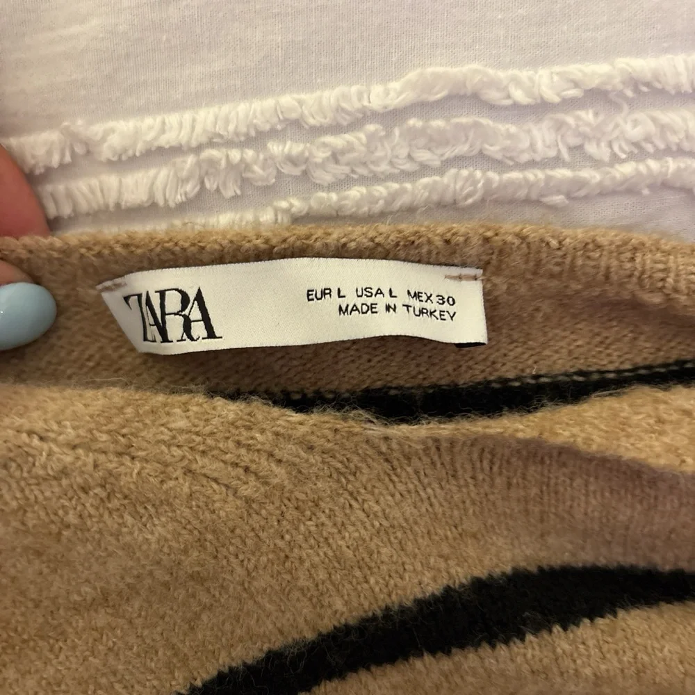 Zara Tan and Black Striped Knit Top - Picture 2 of 2